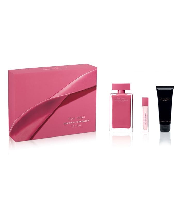 מארז לאשה נרסיסו פלור מאסק סט Narciso Rodriguez בושם 100מל אדפ + 10מל + קרם גוף Narciso Rodriguez For Her Fleur Musc Set