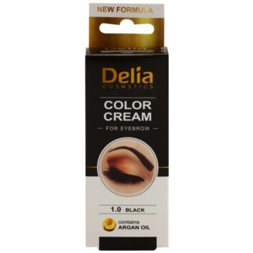 דליה קוסמטיקס ערכת צבע לגבות עם שמן ארגן גוון 1.0 שחור 15מ"ל DELIA COSMETICS COLOR CREAM EYEBROW 1.0 BLACK 15ML