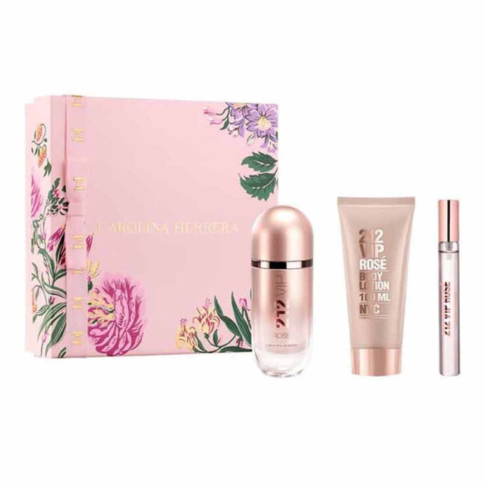 קרולינה הררה וי אי פי רוז סט לאישה 80 מל אדפ + 10 מל + קרם גוף 100 מל - Carolina Herrera 212 Vip Rose For Women Set Edp 80ml + Edp 10ml + Bl 100ml