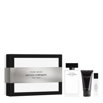 נרסיסו רודריגז פיור מאסק מארז בושם לאישה אדפ 100מל + אדפ 10מל + תחליב גוף 50מל NARCISO RODRIGUEZ PURE MUSC SET EDP 100ML