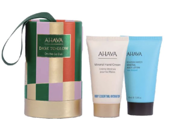 אהבה סט לחג 2 פריטים קרם גוף 40 מל + קרם ידיים 40 מל - Ahava Dare to Glow On-The-Go Duo Gift Set (40ml Hand Cream + 40ml Body Lotion)